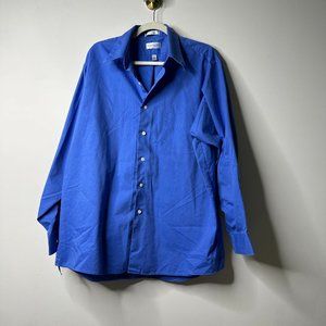 Van Heusen Nailhead Pinpoint Blue Dress Shirt Men's 17.5 34/35